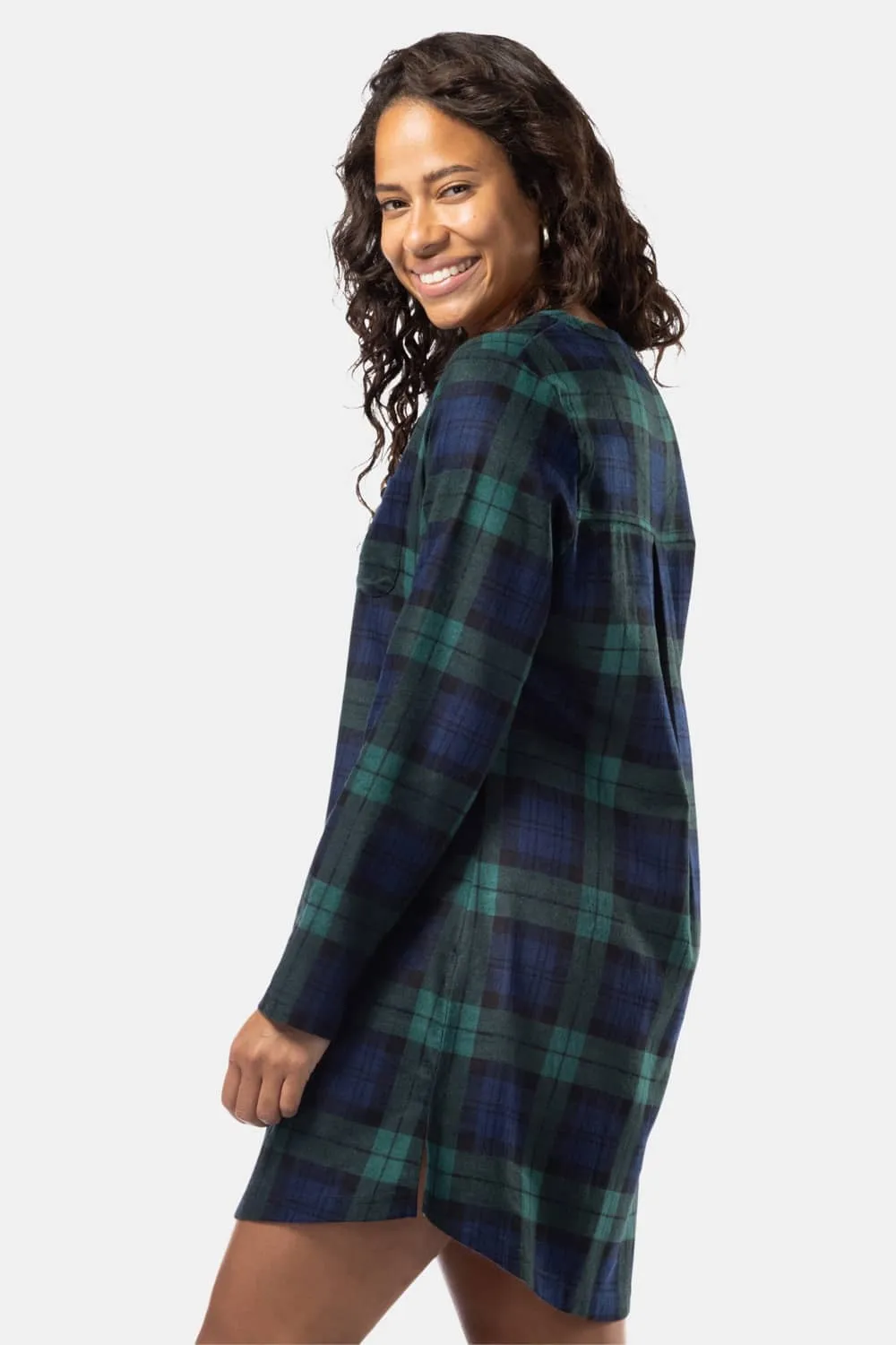 Women's EcoFlannel™ Above Knee Henley Nightshirt