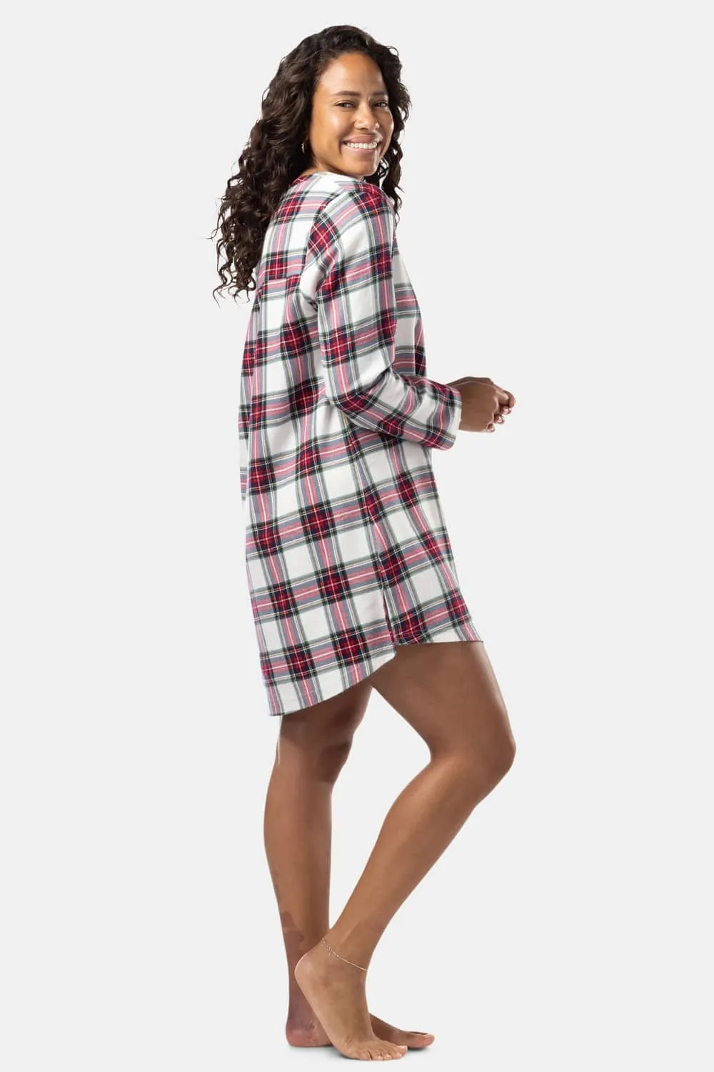 Women's EcoFlannel™ Above Knee Henley Nightshirt