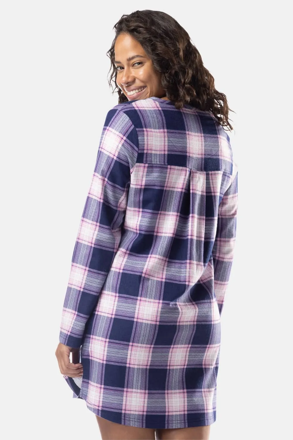 Women's EcoFlannel™ Above Knee Henley Nightshirt