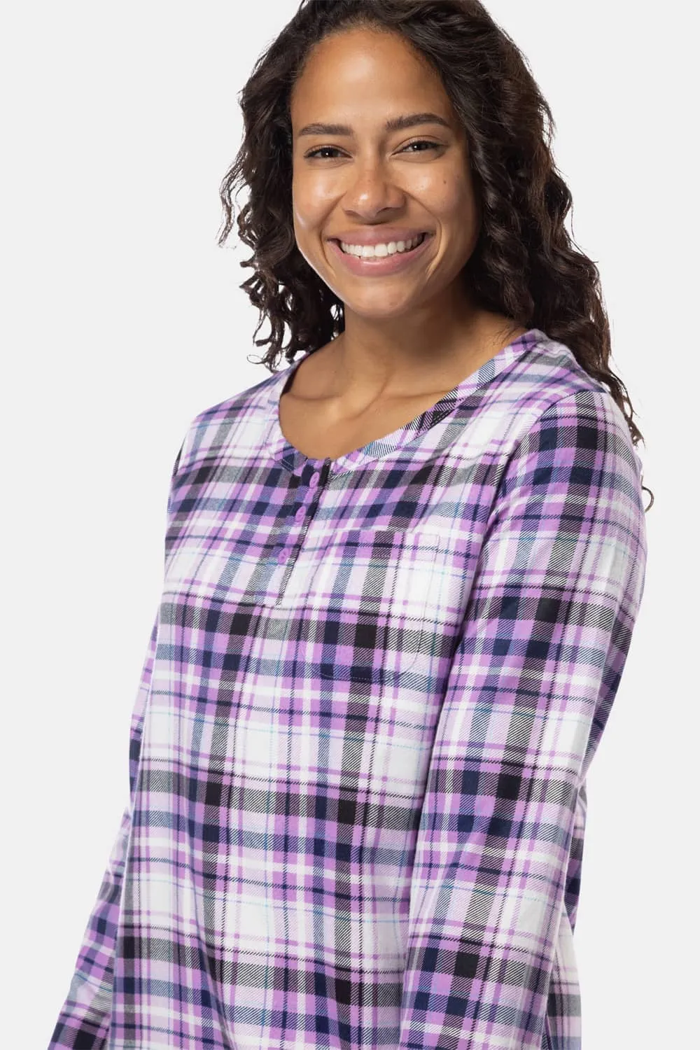 Women's EcoFlannel™ Below Knee Henley Nightshirt