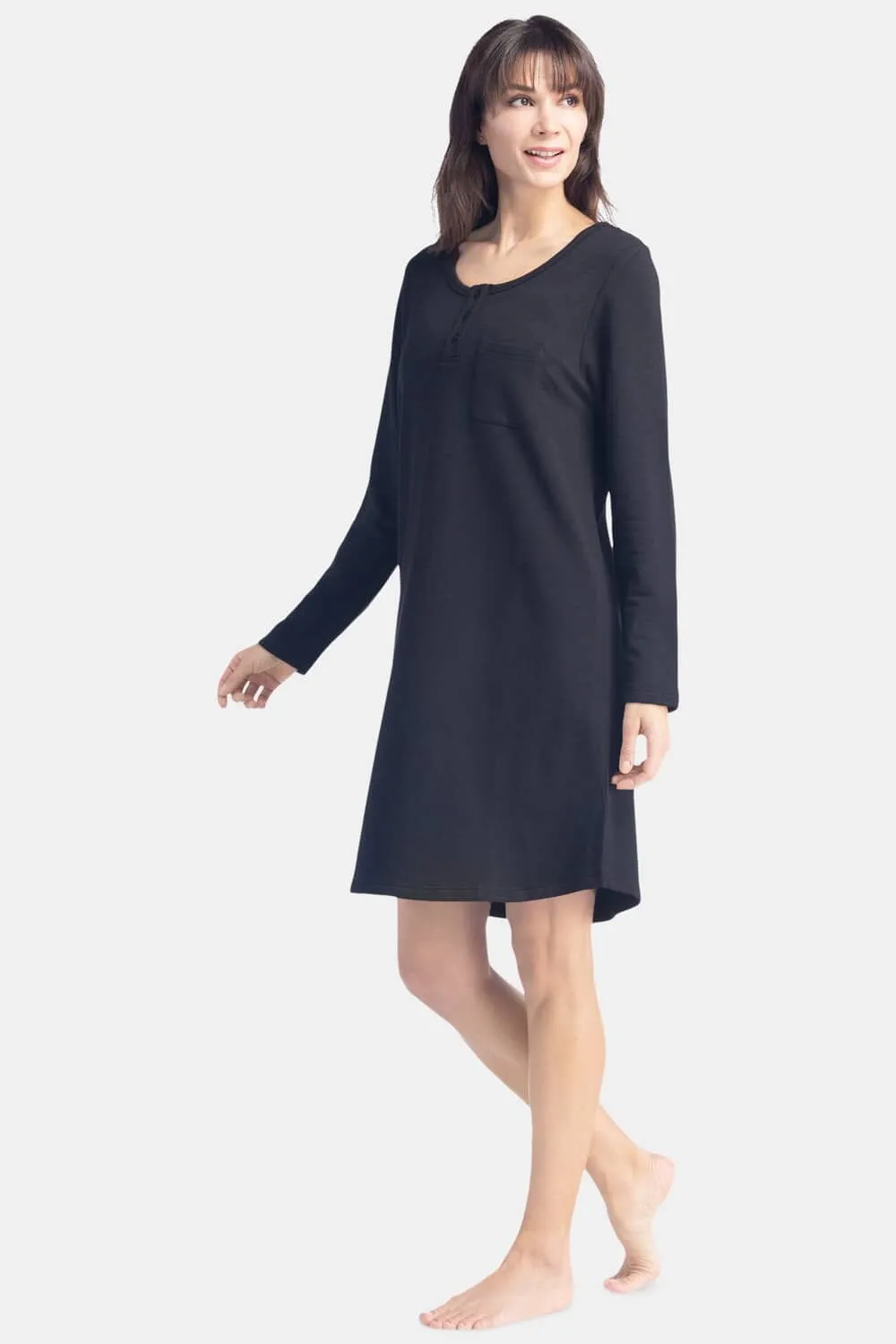 Women's EcoFleece? Above Knee Henley Nightshirt