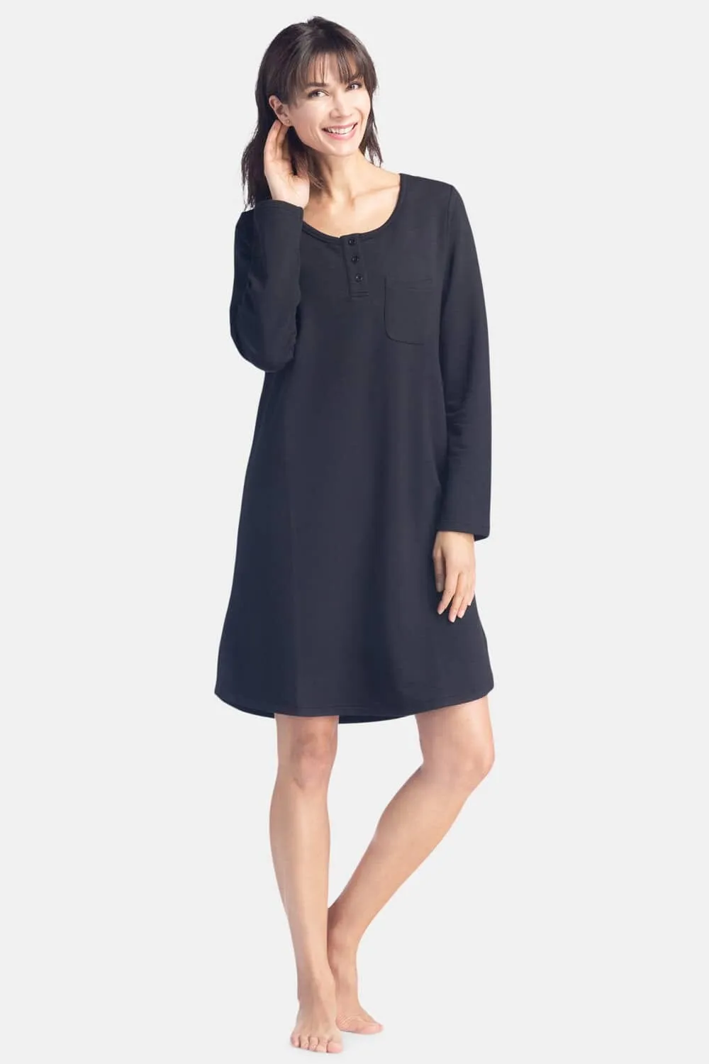 Women's EcoFleece? Above Knee Henley Nightshirt