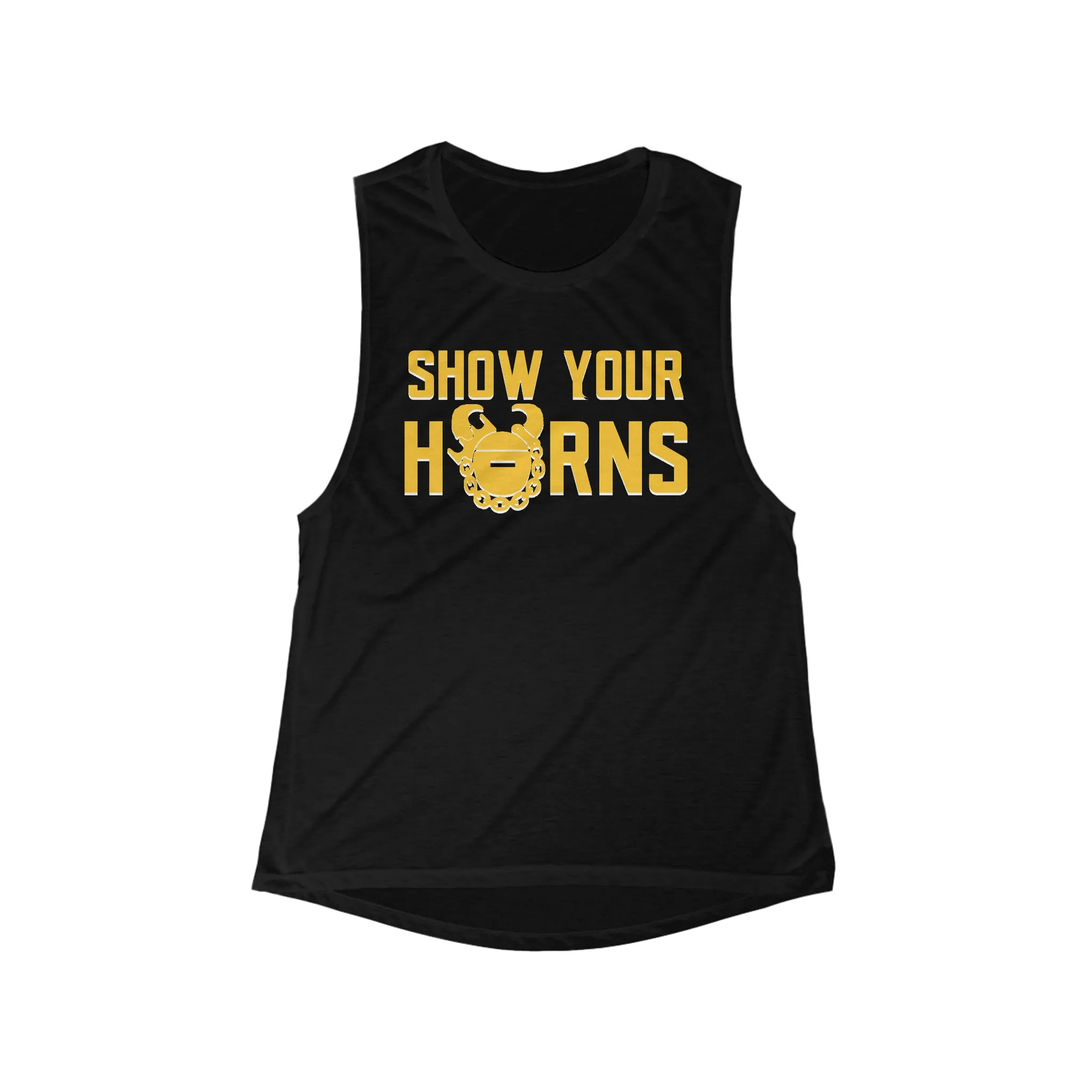 Women's Flowy Scoop Muscle Tank - Show Your Horns