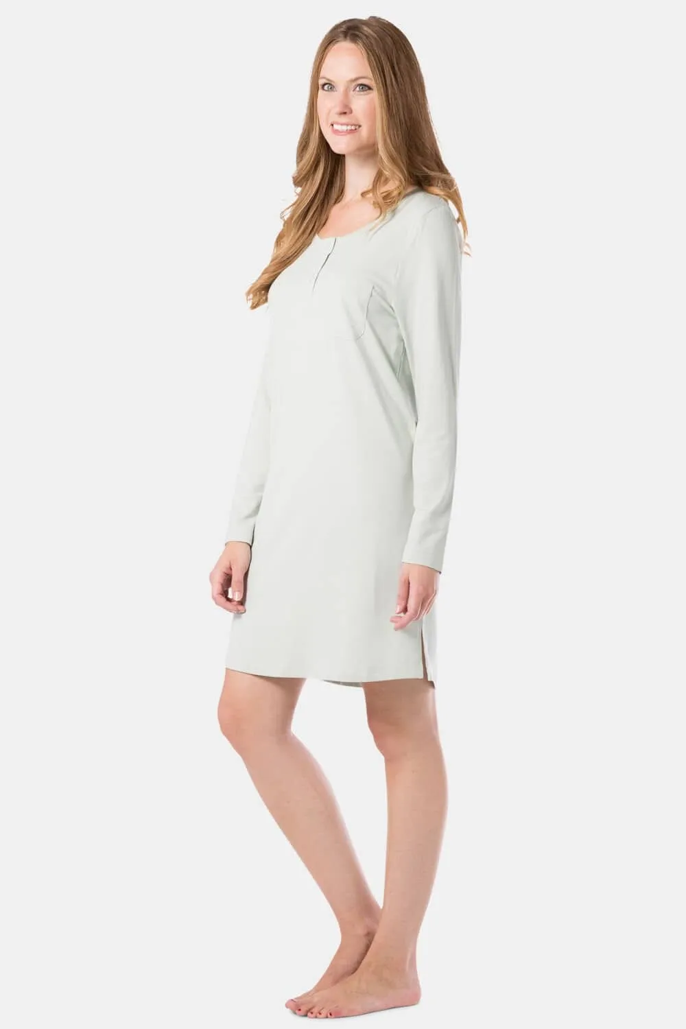 Women's Jersey Above Knee Henley Nightshirt