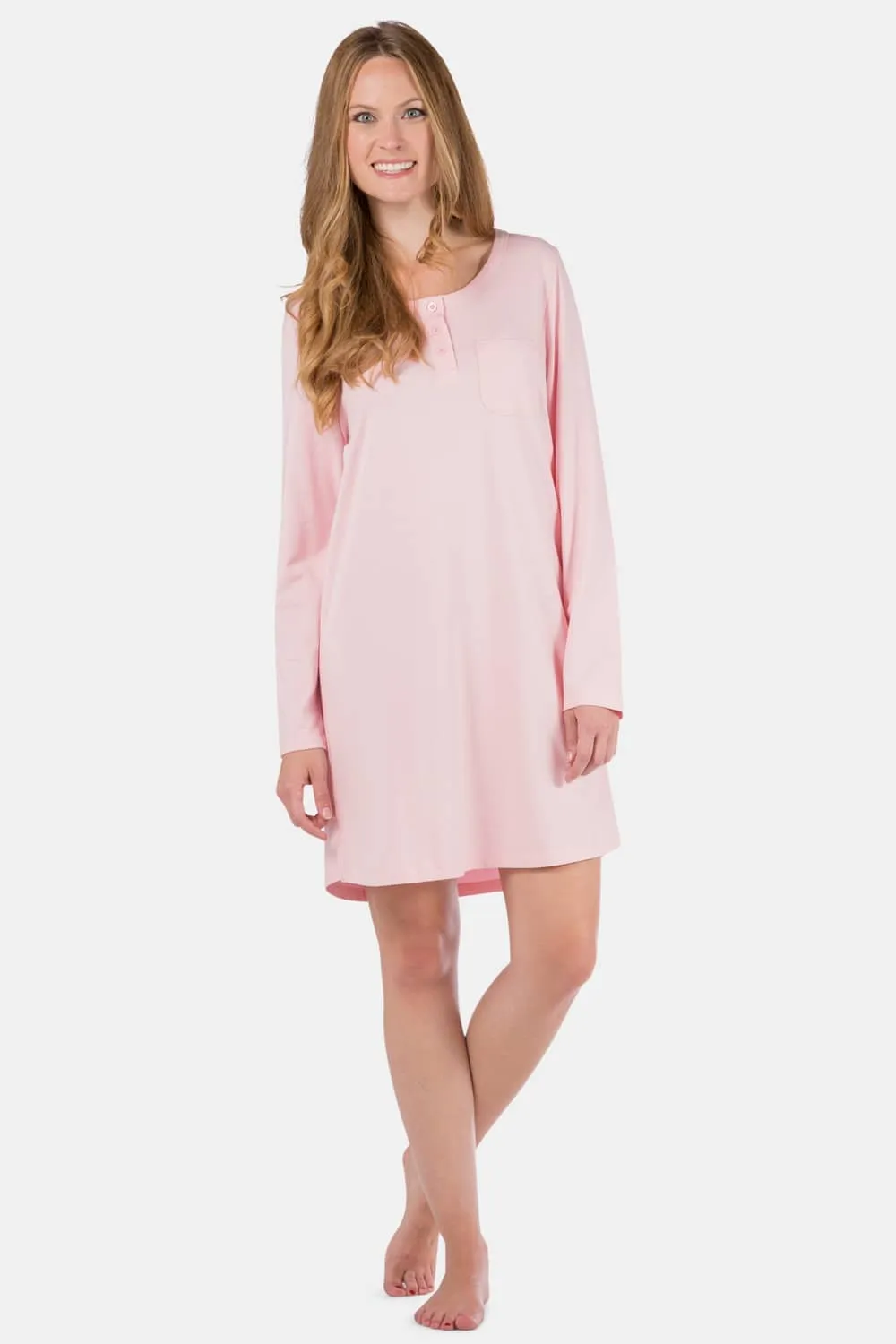 Women's Jersey Above Knee Henley Nightshirt