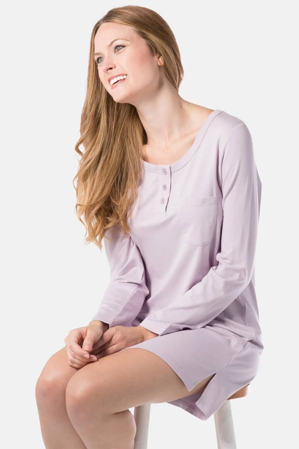 Women's Jersey Above Knee Henley Nightshirt