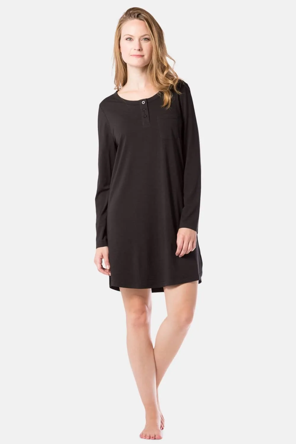 Women's Jersey Above Knee Henley Nightshirt