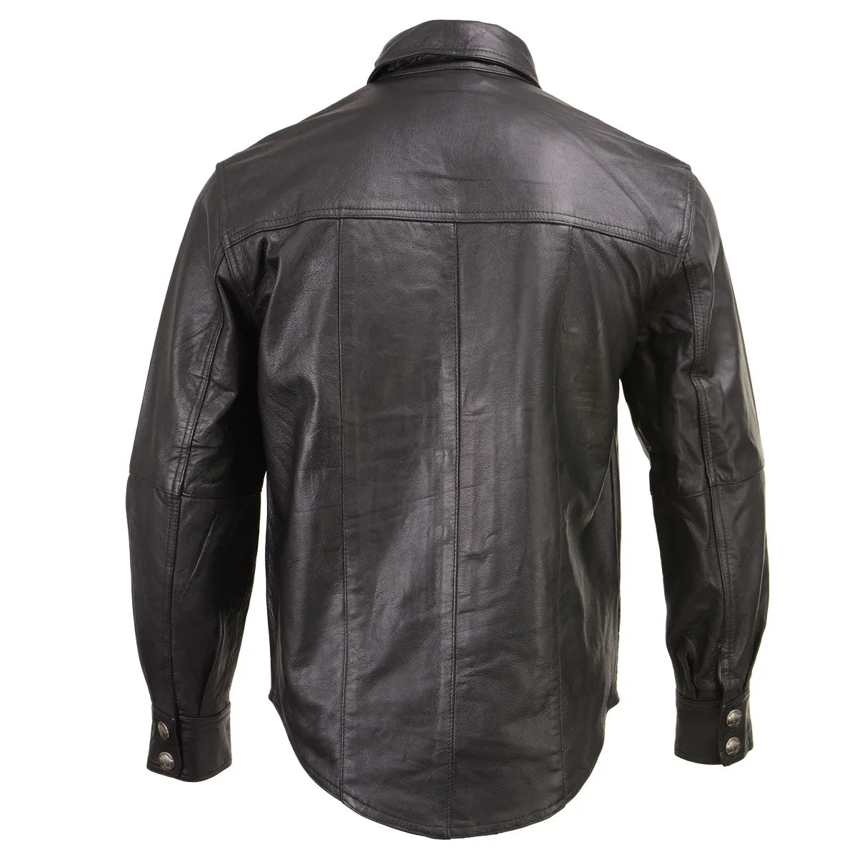 Xelement XS908B Men's 'Nickel' Black Leather Casual Biker Rider Shirt