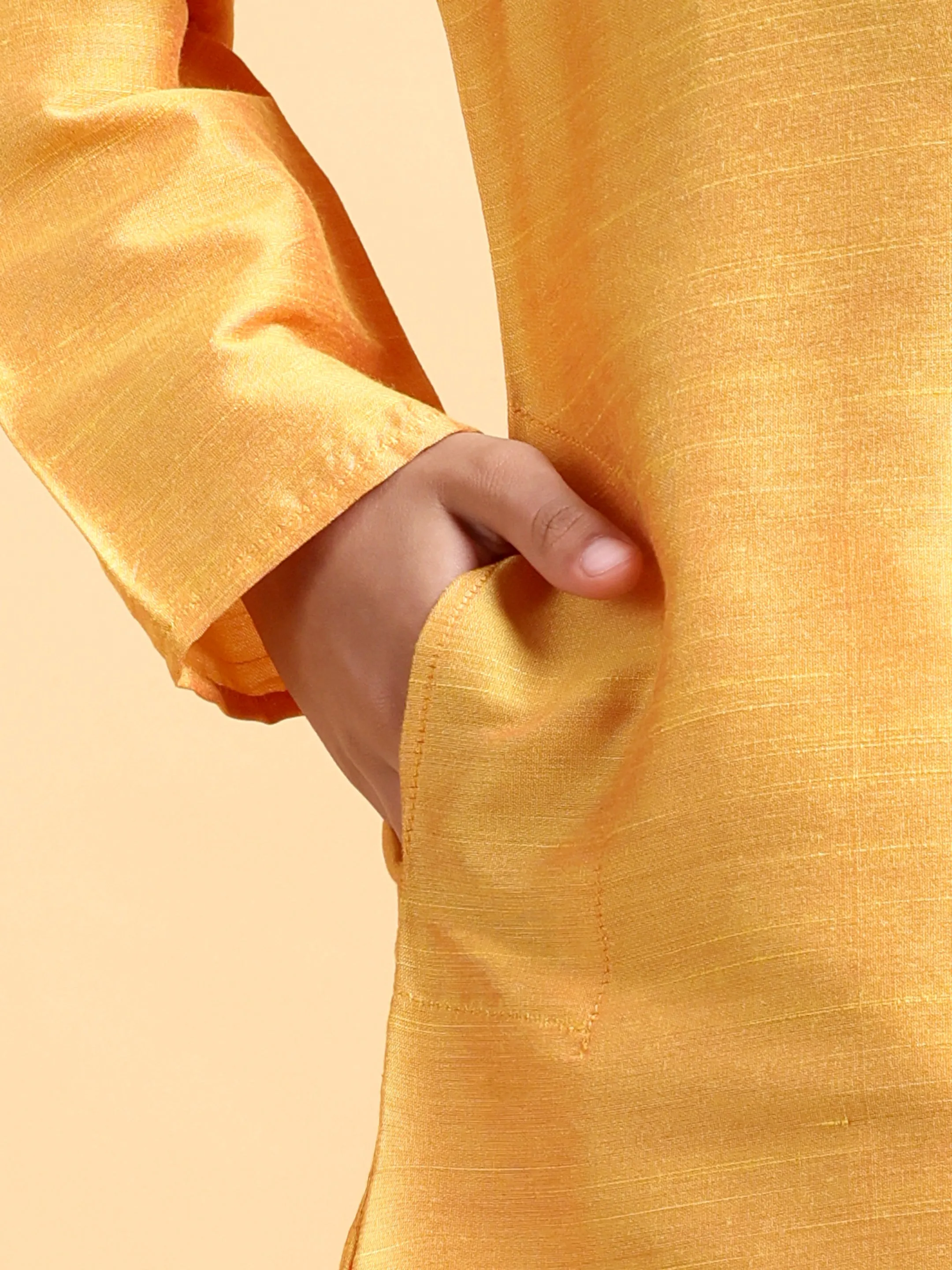 Yellow Embriodery Cotton Silk Kurta & Pajama Set